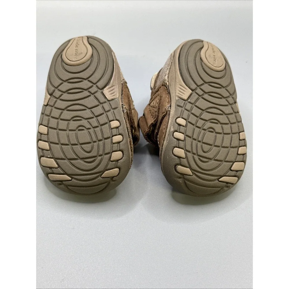 WORN ONCE Stride Rite Leather Canvas Loafers Wally Shoes Baby Boy SZ 3.5W